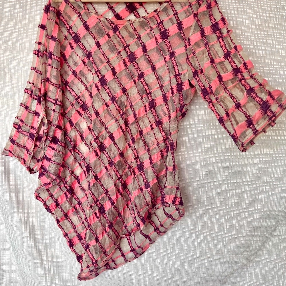 Vintage Babette San Francisco Semi Sheer Asymmetrical Top Textured Wearable Art - Picture 7 of 14
